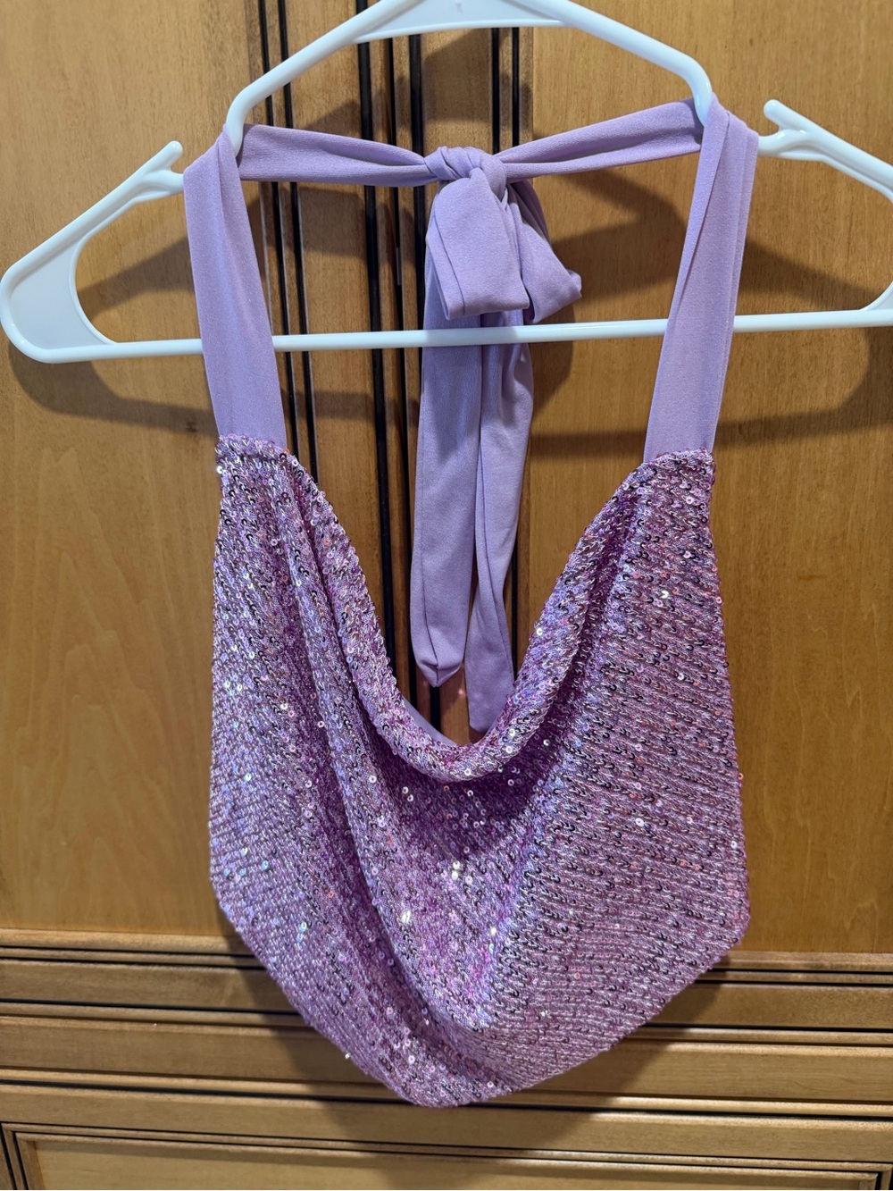 ASOS Lavender Sequin Halter Crop Top